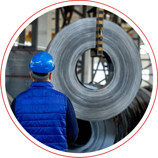 High-quality steel coils stacked and ready for industrial manufacturing use.