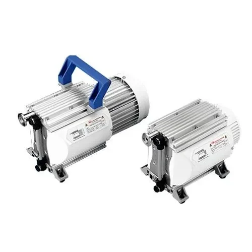 Front view of Edwards diaphragm vacuum pump with blue handle supplied by Ultrahivac.