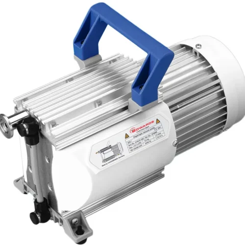 Edwards diaphragm vacuum pump with blue handle for portable laboratory use supplied by Ultrahivac.