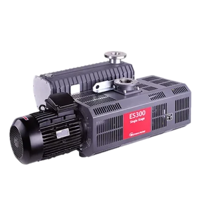 Heavy-duty single stage rotary vane vacuum pump by Ultrahivac for continuous industrial operations.